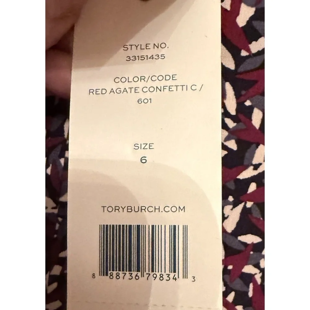 Tory Burch Red Agate‎ Confetti Print Silk Shirt Dress 6 Boho NWT 450$